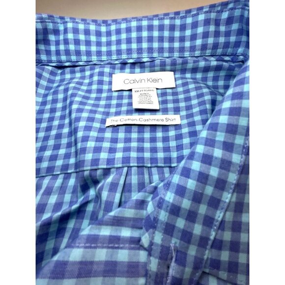 Calvin Klein Mens Dress Shirt Spread Collar Blue/Purple Checked Size XXL/TTG/EEG - Picture 3 of 7